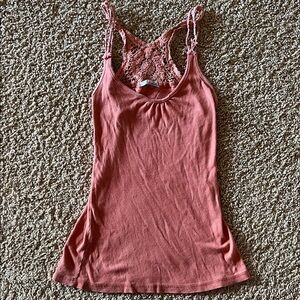 Crochet Back Orange Tank Top